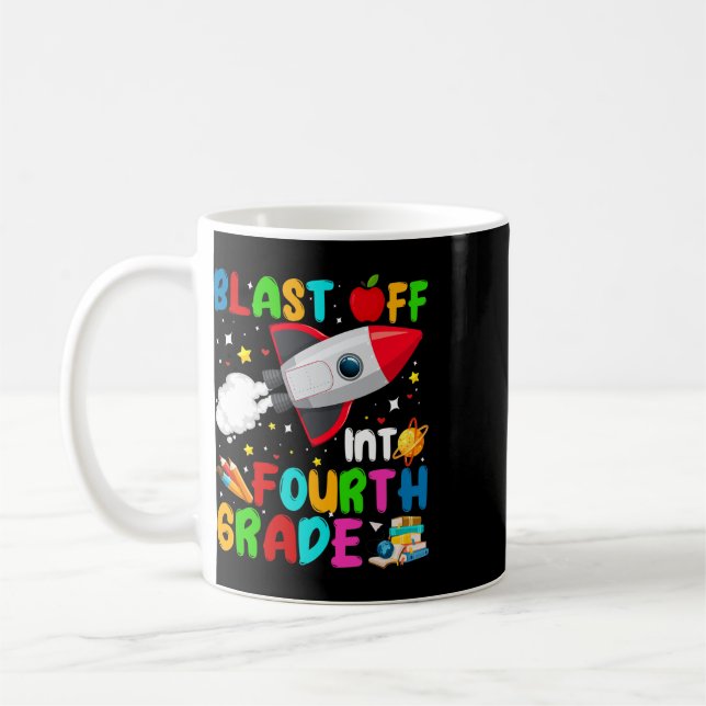 Mug Décollage en 4e année Fusée Espace Extérieur T (Gauche)