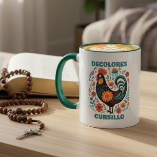 Mug DeColores Cursillo Art Populaire Coq Noir Foi 