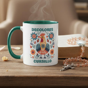 Mug DeColores Cursillo Coq Floral Artisanat de Teal