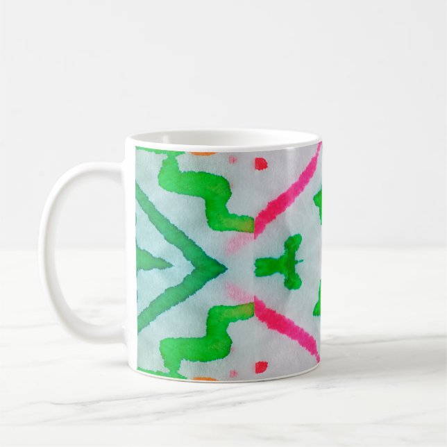 Mug Décor Boho Aquarelle. Coussin bleu Boho. Aquarelle (Gauche)