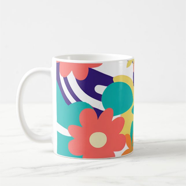 Mug Décor de cuisine rétro rétro Fleur sauvage de 2000 (Gauche)