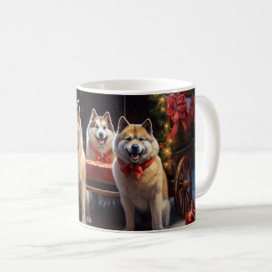 Mug Décor de Noël Akita Snowy Sleigh Ride