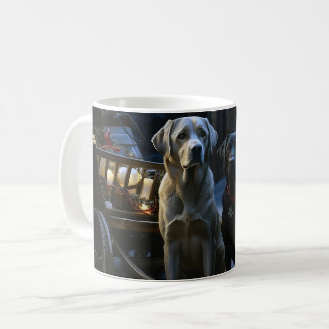Mug Décor de Noël Chariot enneigé Labrador  (Devant gauche)