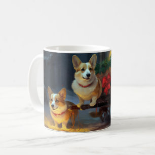 Mug Décor de Noël Corgi Snowy Sleigh