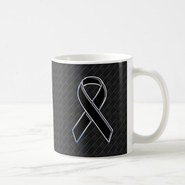Mug Décor de sensibilisation au ruban noir Chrome (Droite)
