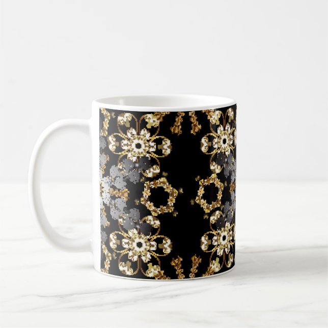 Mug Décor fleuri aux contours dorés. Élément de style  (Gauche)