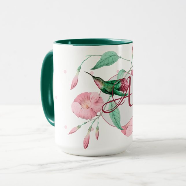 Mug DÉCOR Floral Monogramme Monnaie rose (Devant gauche)