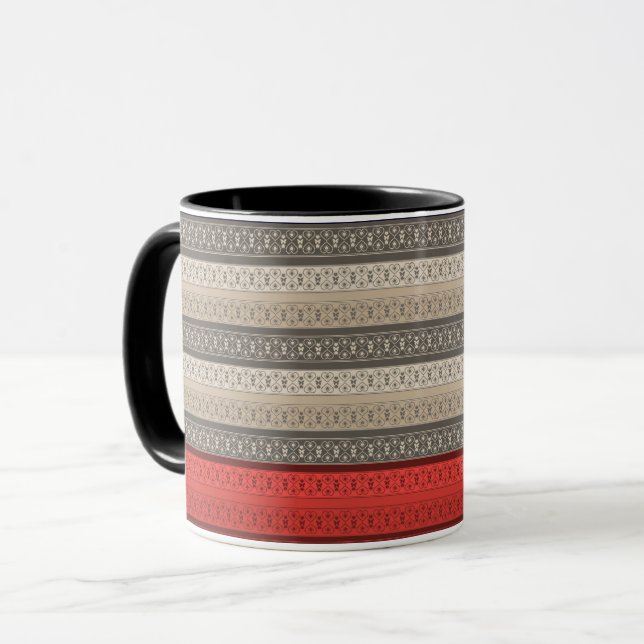 Mug Décor ornemental abstrait sans couture rétro vinta (Devant gauche)