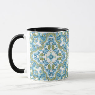 Mug Décor ornemental bleu vert blanc sans couture deco