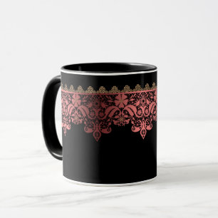 Mug Décor romantique en dentelle rose dégradé anni en