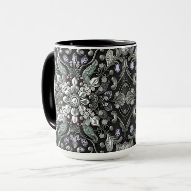 Mug décoratif argent violet (Devant gauche)