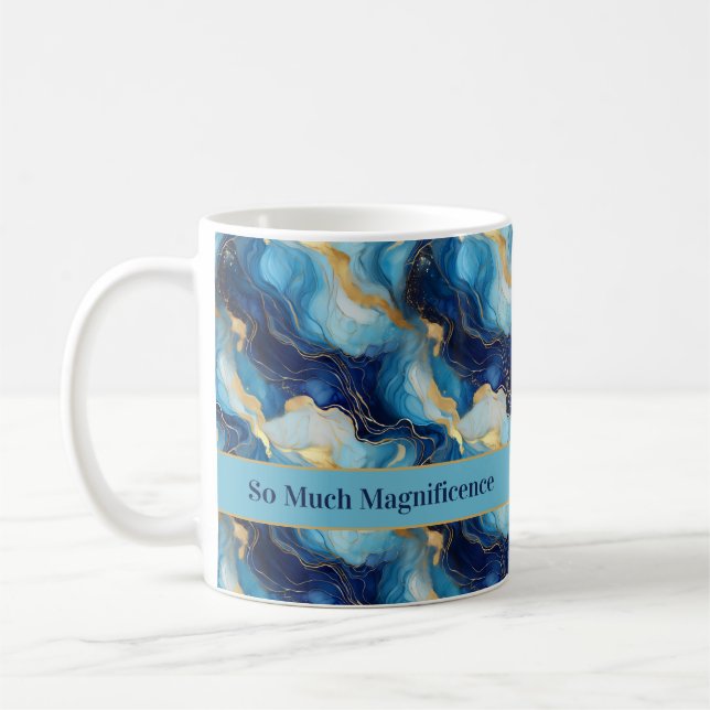 Mug décoratif bleu et or "Tant de magnificence" (Gauche)