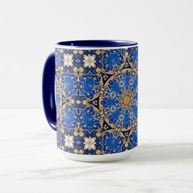 Mug Décoratif Bleu Or (Devant gauche)