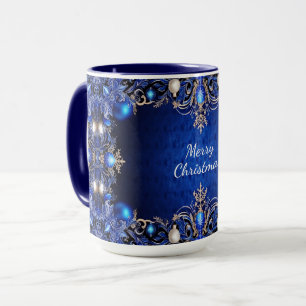 Mug décoratif bleu pour les fêtes