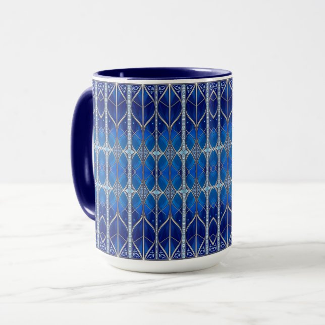 Mug décoratif bleu pour les fêtes (Devant gauche)