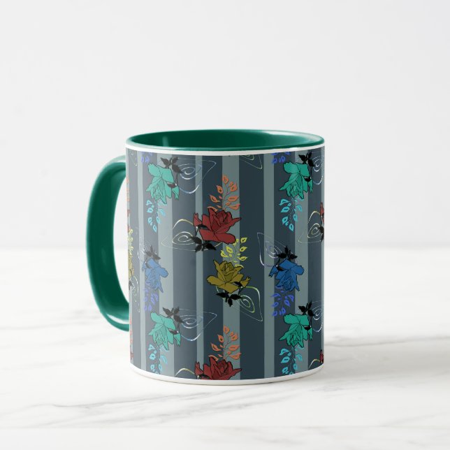 Mug Décoratif ornemental abstrait rayé rétro (Devant gauche)