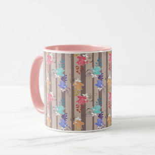 Mug Décoratif ornemental abstrait rayé rétro ligne