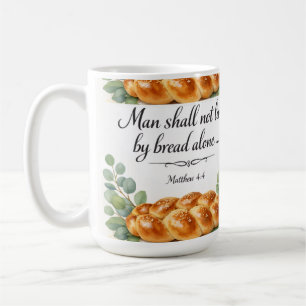 Mug Décoration de cuisine Matthieu 4:4 Cadeau juif mes