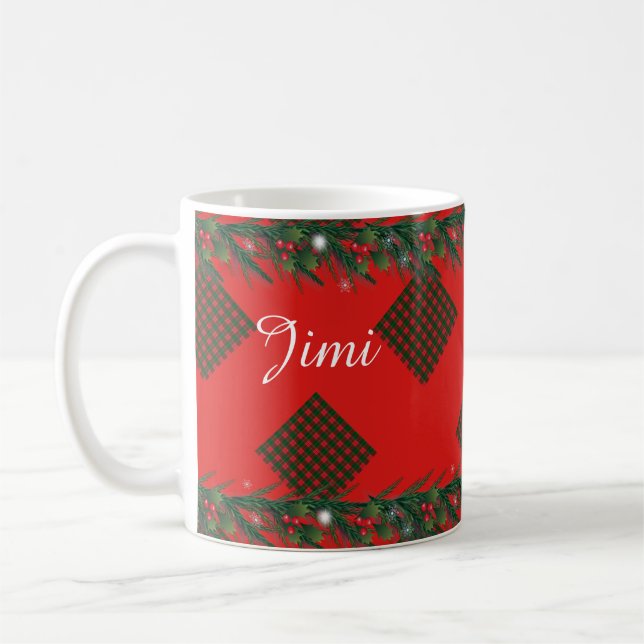 Mug Décoration de fêtes à monogramme Ornements à carre (Gauche)