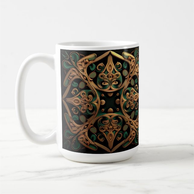 Mug Décoration Motif en bronze vert (Gauche)