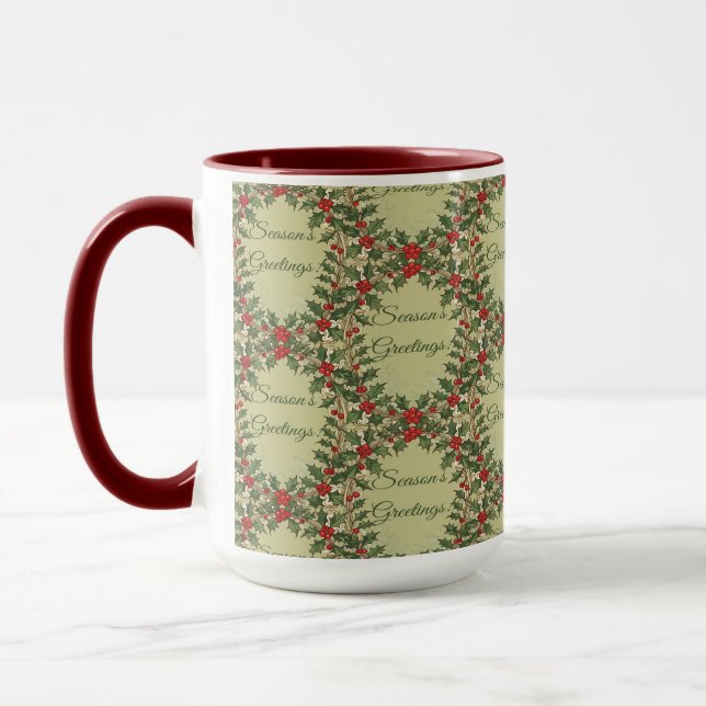 Mug Décorations de Noël aux baies de houx (Gauche)