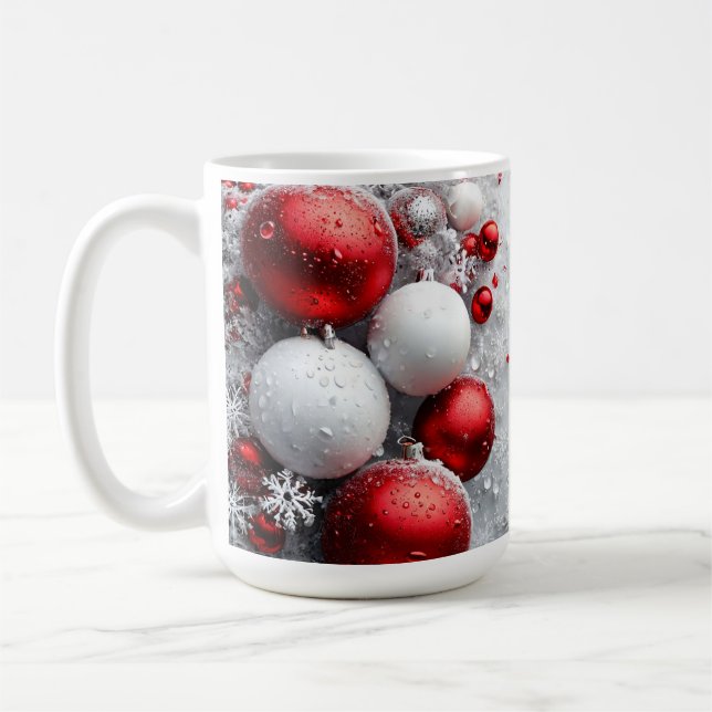 Mug Décorations de Noël Rouges et Blanches Festives (Gauche)