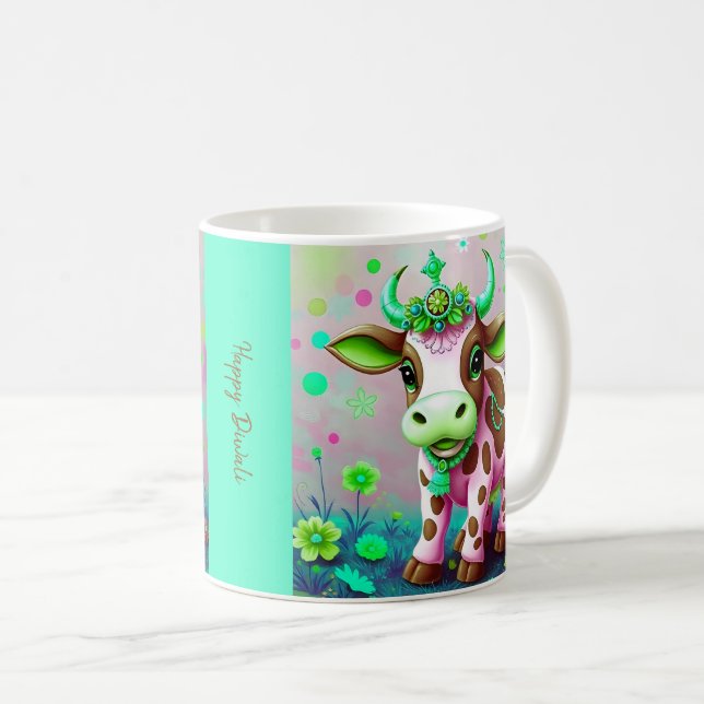 Mug Décorations Vibrantes de Diwali de vache (Devant droit)