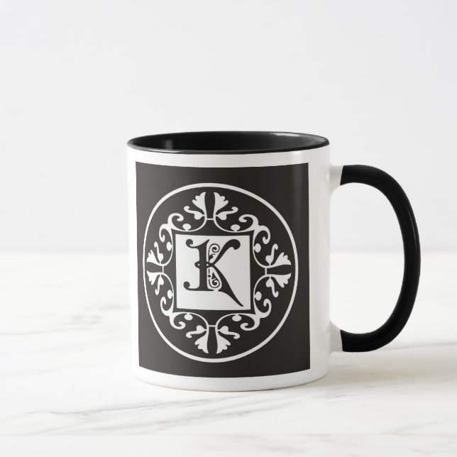 Mug Décoré d'un monogramme noir et blanc (Droite)