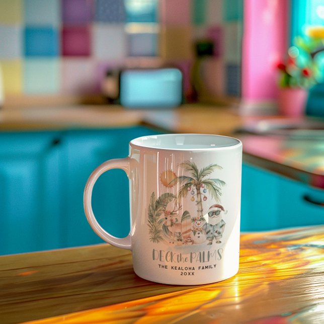 Mug Décorez les Palmiers | Joyeux Noël Tropical  (Créateur téléchargé)