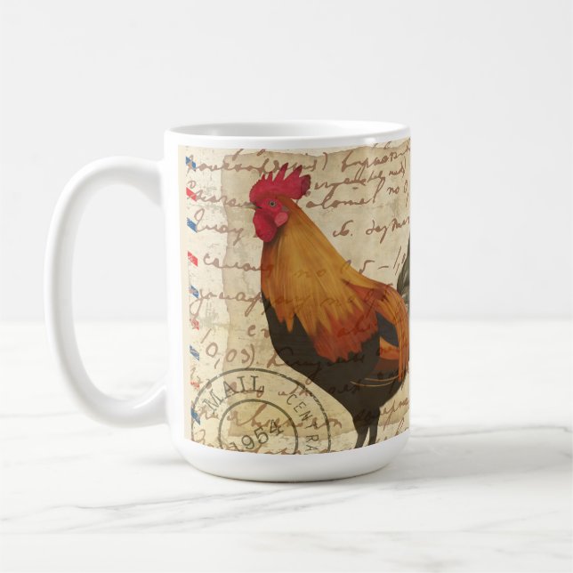 Mug Découpage Vintage Ephemera Farm Grange Rooster (Gauche)