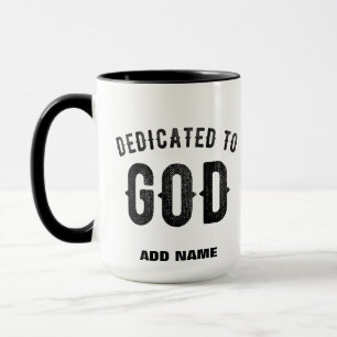 MUG DÉDIÉ À DIEU COOL PERSONNALISABLE NOIR TEXTE