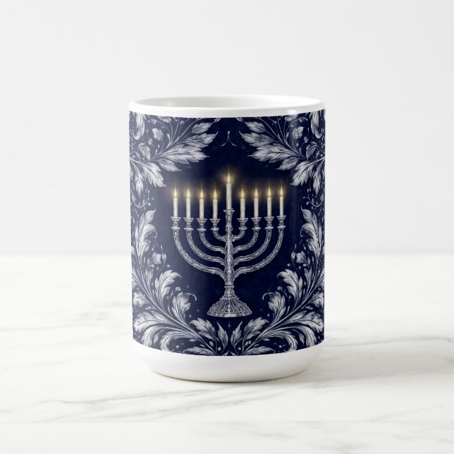 Mug Deep Navy Menorah William Morris Pattern (Centre)