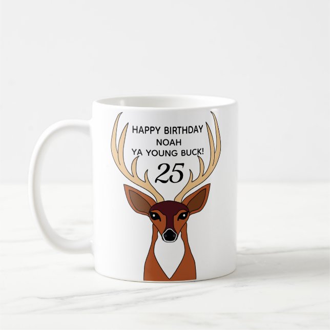 Mug Deer Hunter Funny Young Buck Anniversaire personna (Gauche)