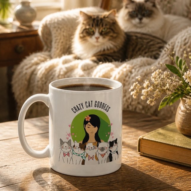 Mug Déesse folle des chats amusant (Créateur téléchargé)