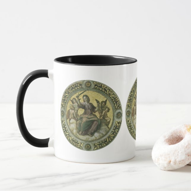 Mug Déesse romaine de la justice avec des anges par Ra (Avec donut)