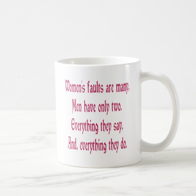 Mug Défauts des femmes vs Défauts des hommes (Droite)