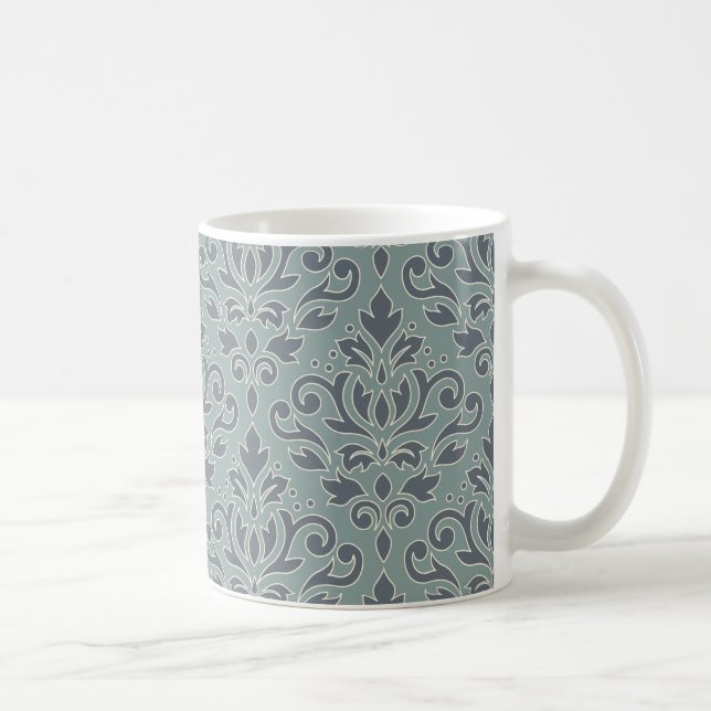 Mug Défiler Damask Lg Motif (contour) Crème Bleu Turqu (Droite)