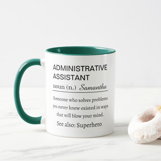 Mug Définition d'assistant administratif personnalisé (Avec donut)