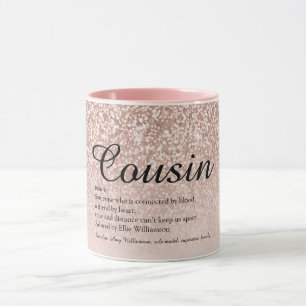 Mug Définition de Cousine Paillettes Rose Gold Féminin