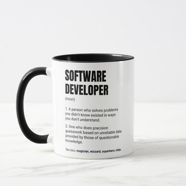 Mug Définition de développeur de logiciels drôle d'ing (Gauche)