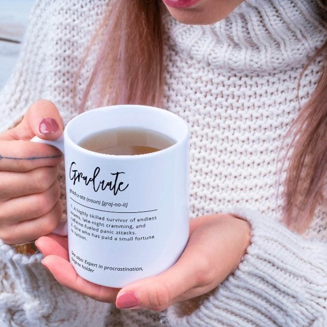 Mug Définition De Diplôme Personnalisé Noir Et Blanc (Fully customizable, graduate name on other side with school, degree, class year, awards,& from.)