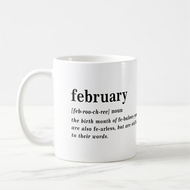Mug Définition de février Anniversaire (Gauche)