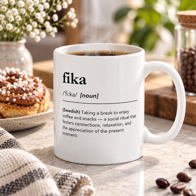 Mug définition de fika pause café suédoise dictionnair (Créateur téléchargé)