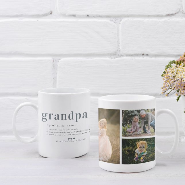 Mug Définition de Grand-père | Collage de 3 photos (Créateur téléchargé)