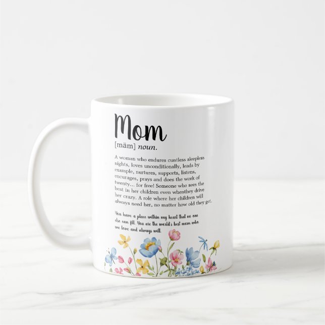 Mug Définition de la maman Fleur sauvage tendance (Gauche)