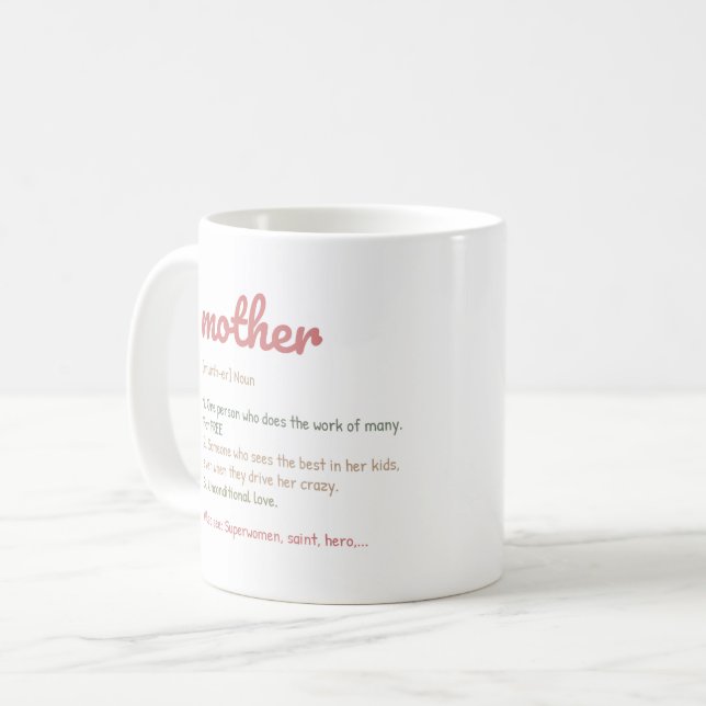 Mug Définition de la mère inspirante/enveloppement de  (Devant gauche)