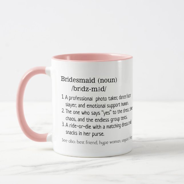 Mug Définition de la servante d'accueil Cadeau rose et (Gauche)