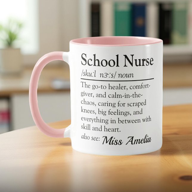 Mug Définition de l'infirmière scolaire Appréciation p (Créateur téléchargé)