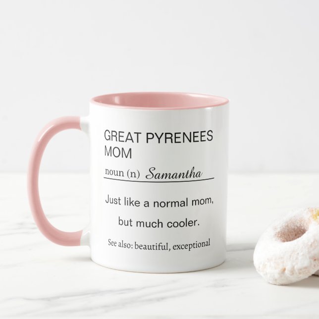 Mug Définition de Maman Great Pyrenees personnalisée (Avec donut)