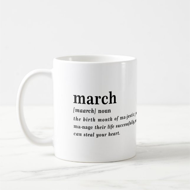Mug Définition de mars Anniversaire (Gauche)
